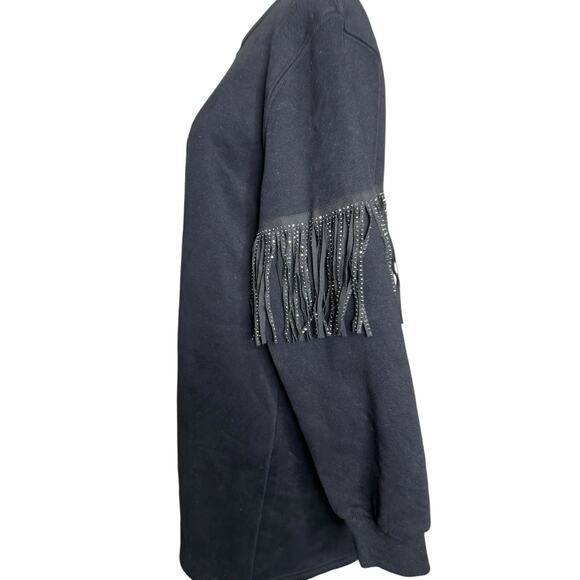 Cloud Ten black long sleeves sequin fringe sweatshirt mini dress size Small - Picture 11 of 16